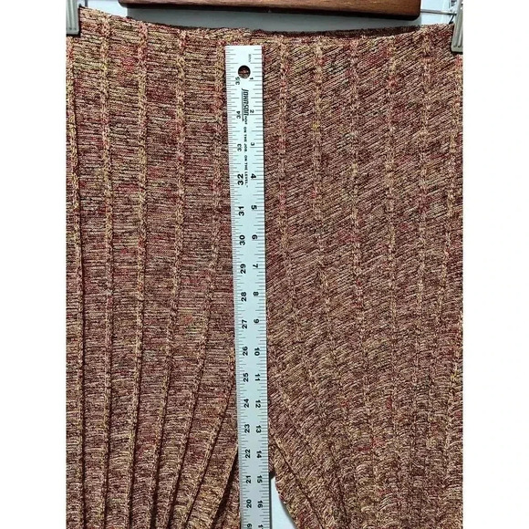 Zara Women's Ribbed Boho Hippie Knit Pants Size Large Flare Leg Brown Multicolor - Picture 6 of 8